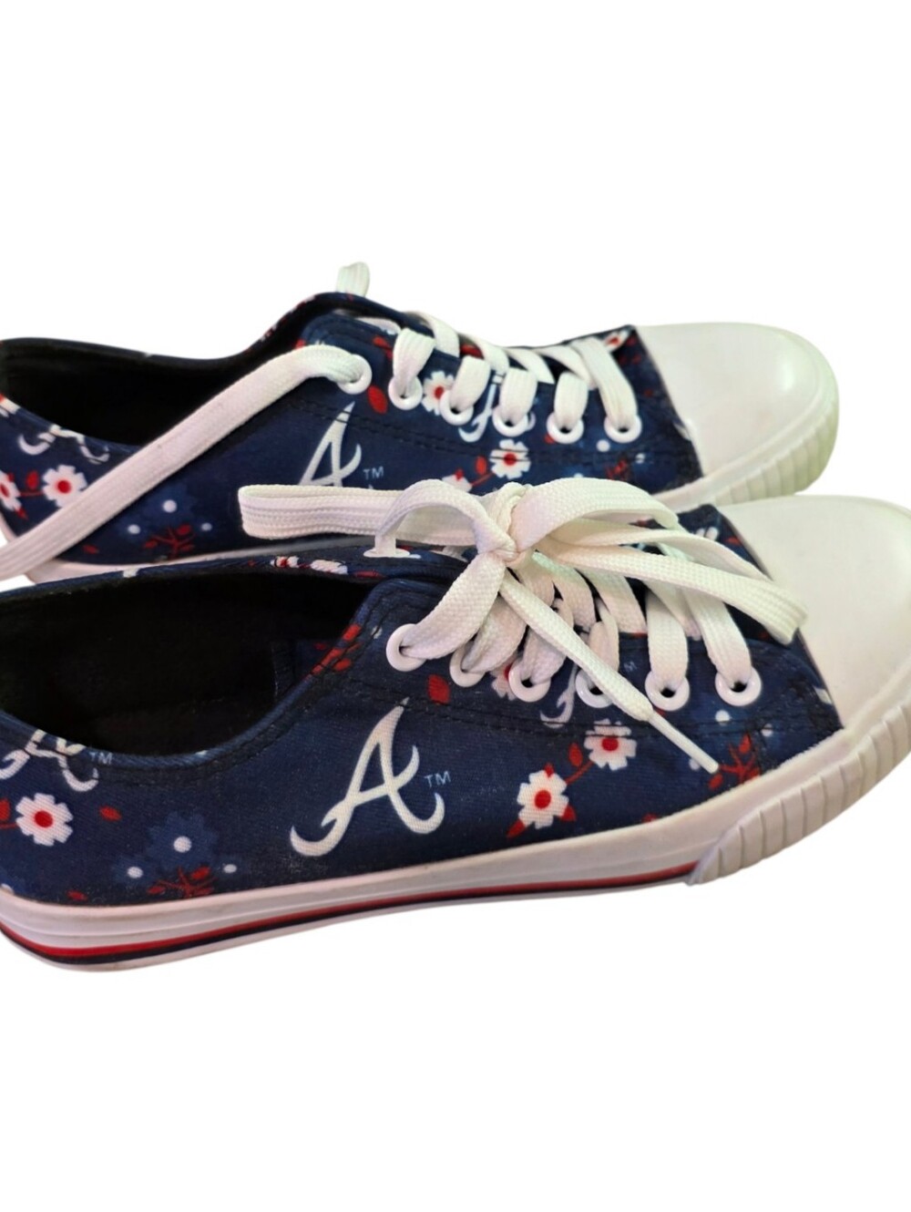 Atlanta Braves MLB Navy Floral Canvas Sneakers for Women